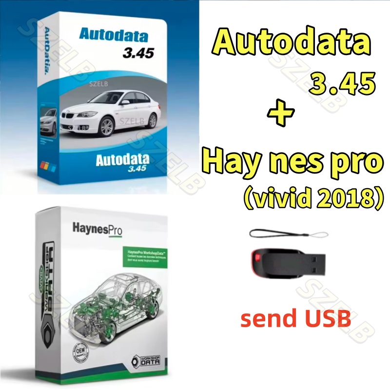 Auto Repair Shop Software - 最新のHaynes Pro（Vivid 2018）とAutodata 3.45オフライン自動車修理ソフトウェアは、USBまたはダウンロードリンクとインストールビデオを送信します。