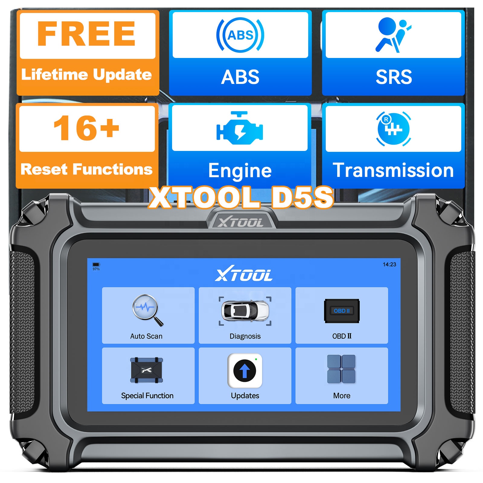 Car Diagnostic Tool - D5S Obd2スキャナー 12V 永久無料アップデート ユニバーサルカーコードリーダー 16+リセット