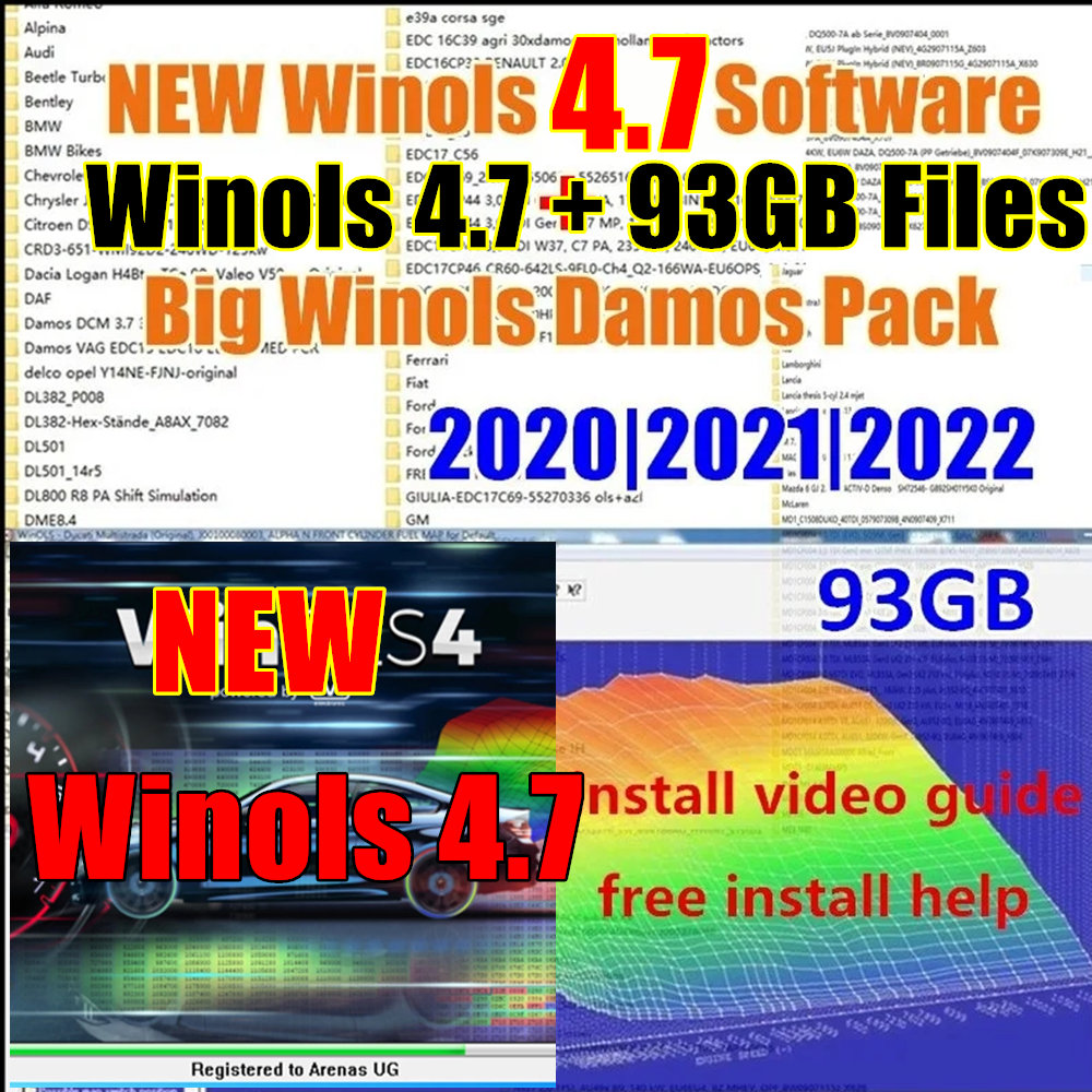 Auto Repair Shop Software - 2026年最新版 Winols 4.7 ソフトウェア + 93GB