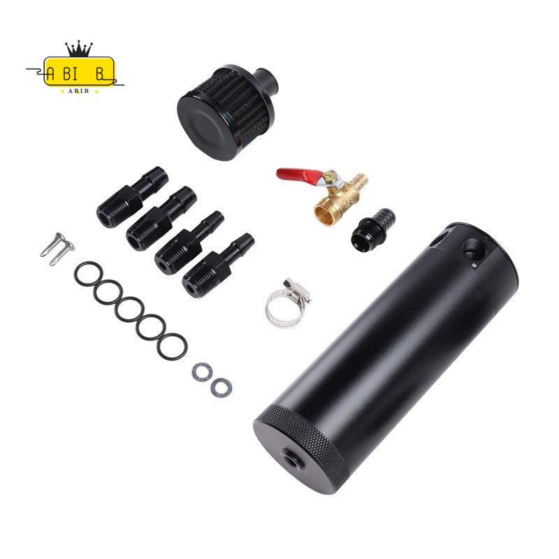 Oil Drain Tank - ABIB - ユニバーサル2ポートアルミ製750mlバッフル付きオイルキャッチタンク、ブリーザーフィルターとドレンバルブ付き