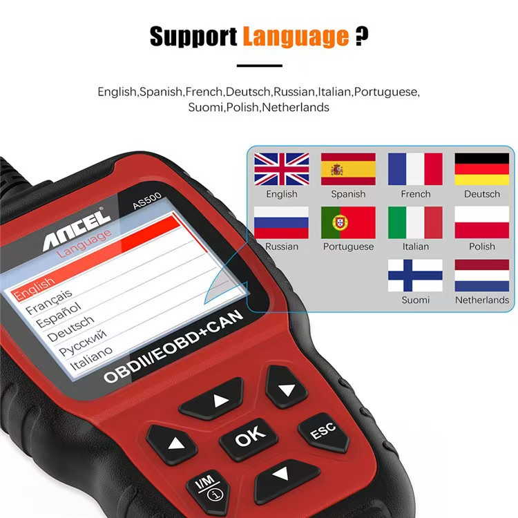 Car Diagnostic Tool - すべてのOBDII機能、多言語対応、自動車エンジンアナライザー、故障診断修理ツール、コードリーダー、データストリーム、エラーコード消去