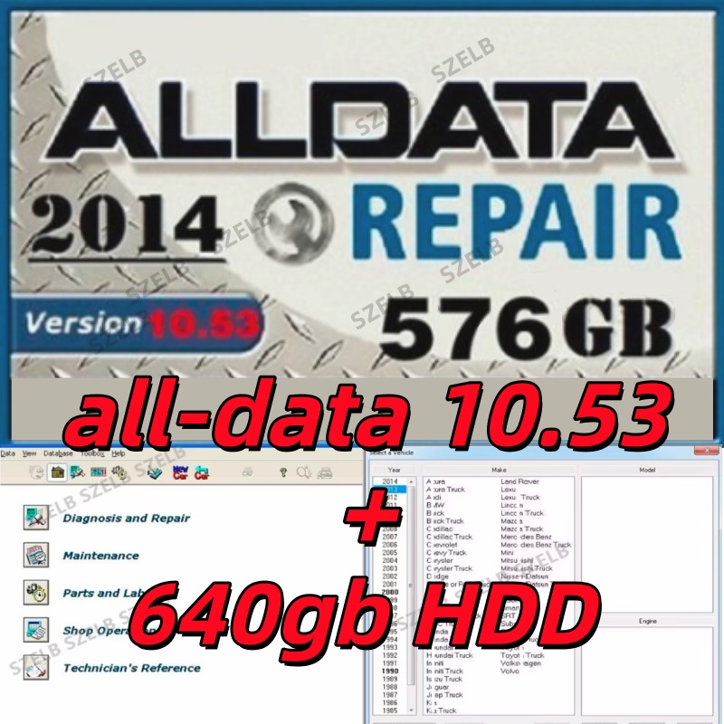 Auto Repair Shop Software - 最新のAlldataは2014年版All-Data 10.53に更新され、640GB HDDと3.0 USBを搭載した最新のオフライン修理ソフトウェアです。リンクまたはHDDを送付します。