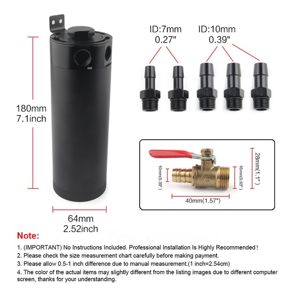 ブリーザーフィルター、オイルセパレーター、ユニバーサルを備え - Oil Drain Tank のレビューと価格